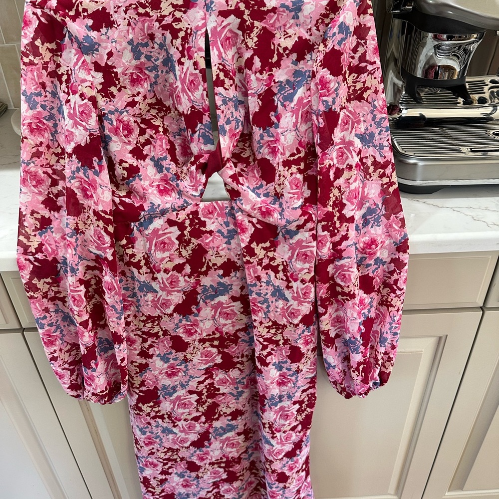 Lush Burgundy Floral Dress